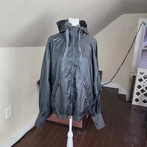 RLX Ralph Lauren Black Hooded Nylon Windbreaker Jacket Size M Batwing